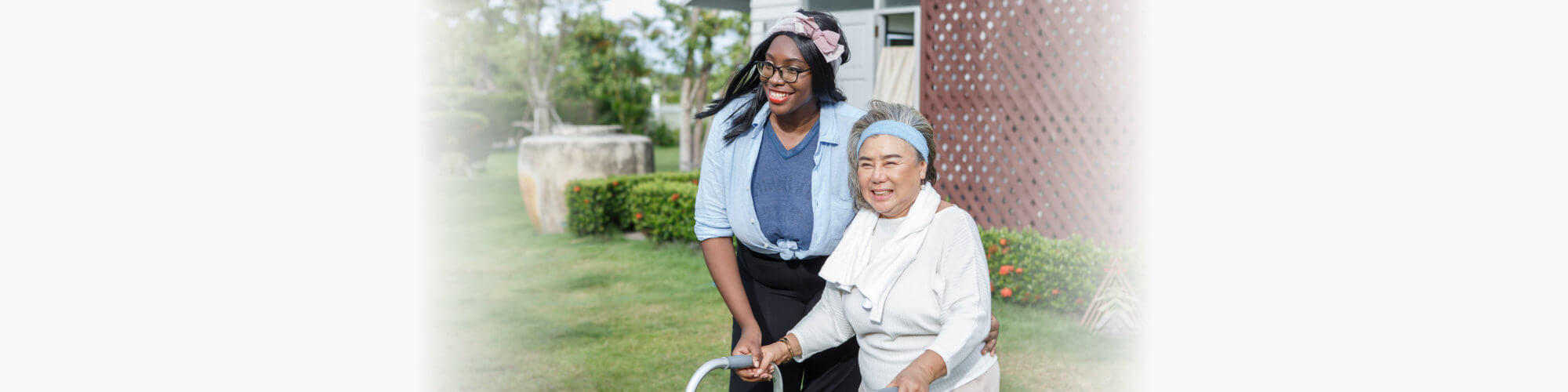 Home health care worker and an elderly